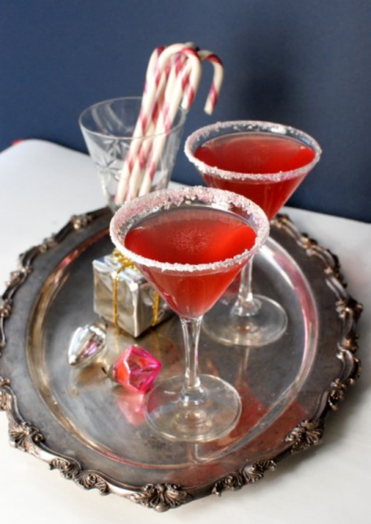 Candy Cane Cocktail drink in martini glasses