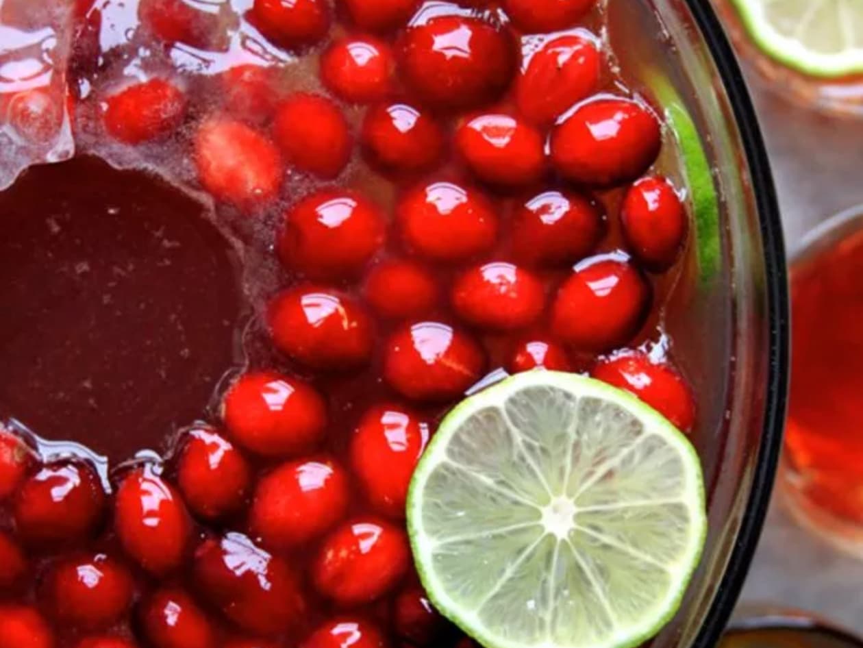 A bowl of Red Nose Punch