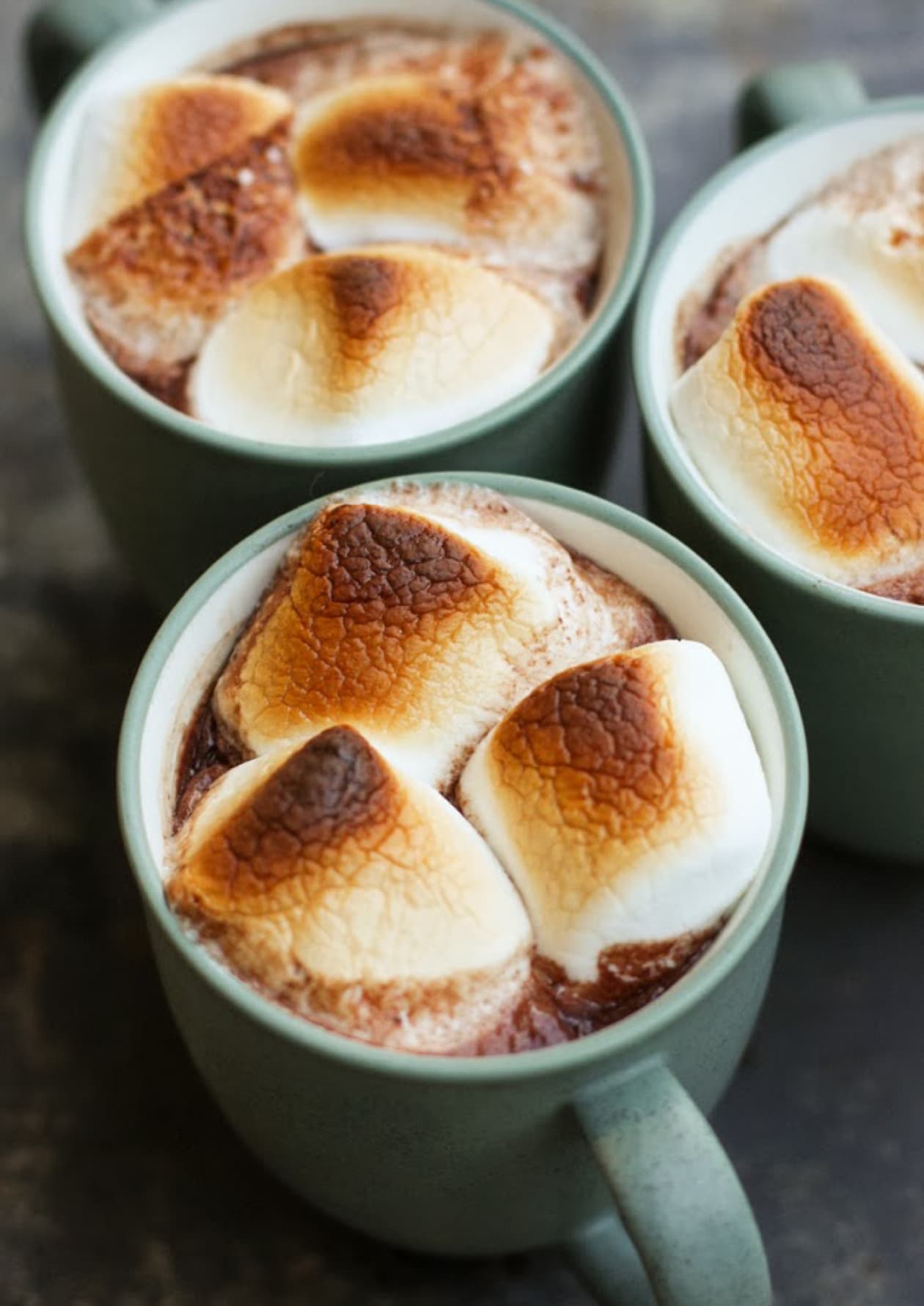 cups of Broiled Bailey’s Hot Chocolate