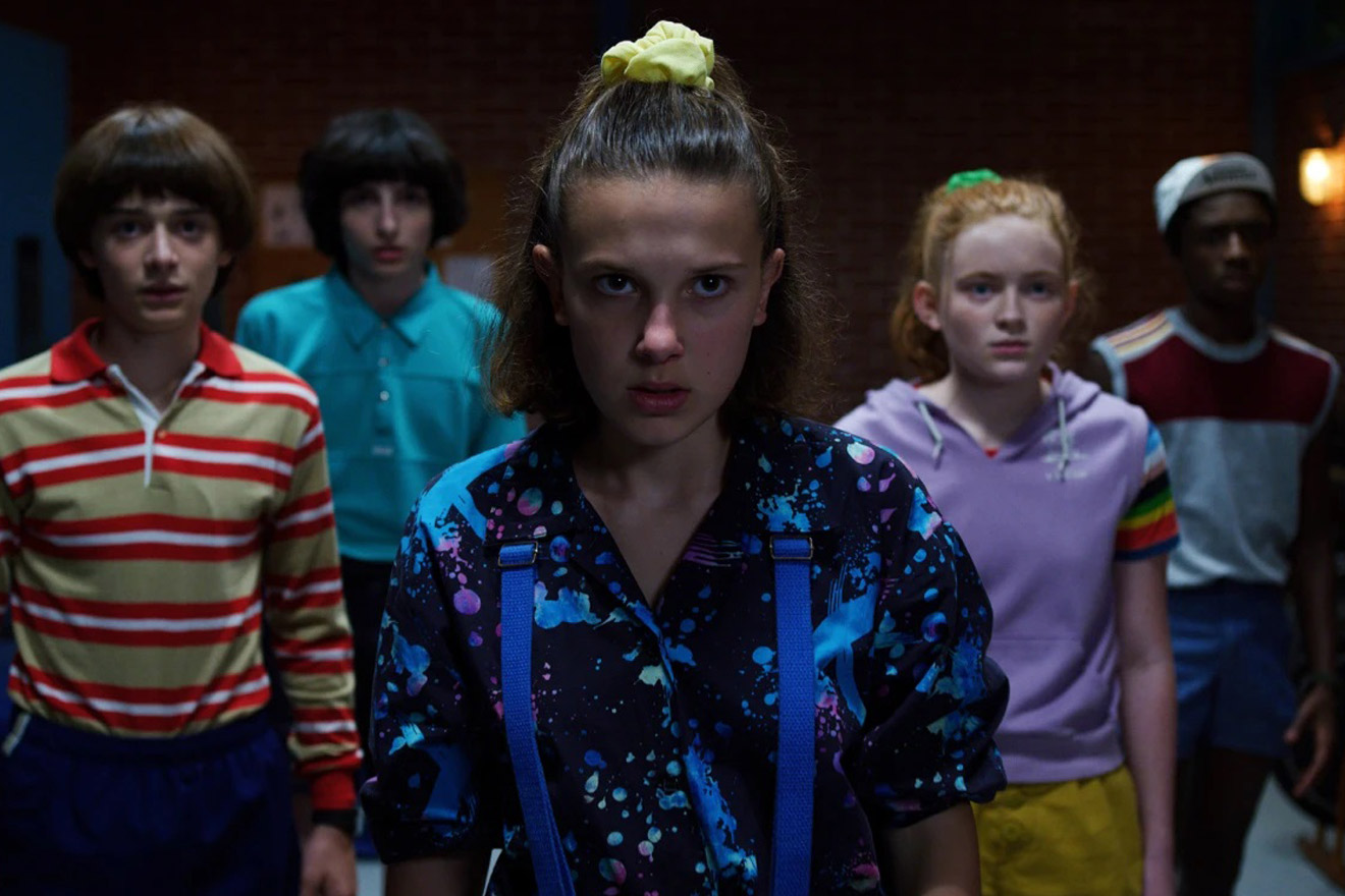 screenshot with kids from Stranger Things