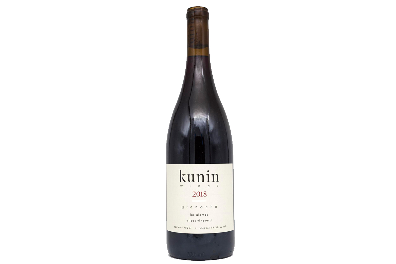 A bottle of Kunin Alisos Vineyard Grenache