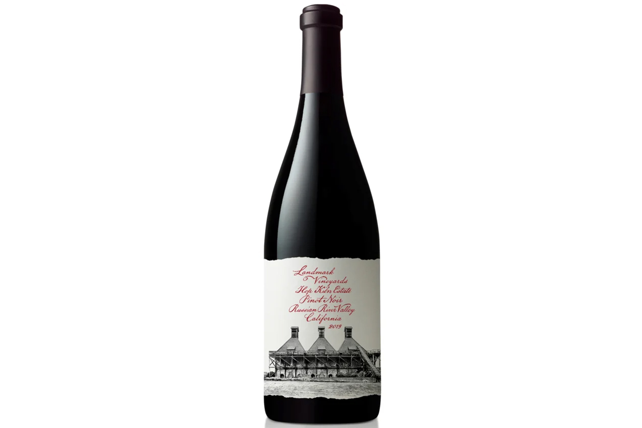 A bottle of Landmark Hop Kiln Estate Pinot Noir