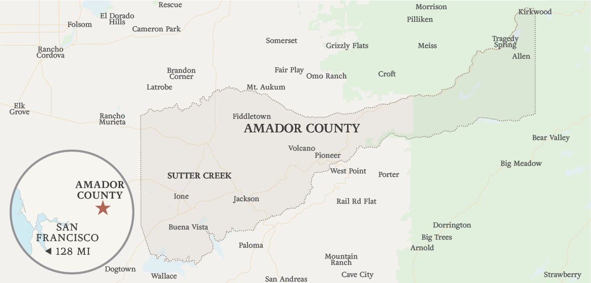 Map of Amador County